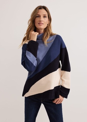 Phase Eight Sabrina Swirl Jacqaurd Knitwear Navy Canada | OKFSBU-475